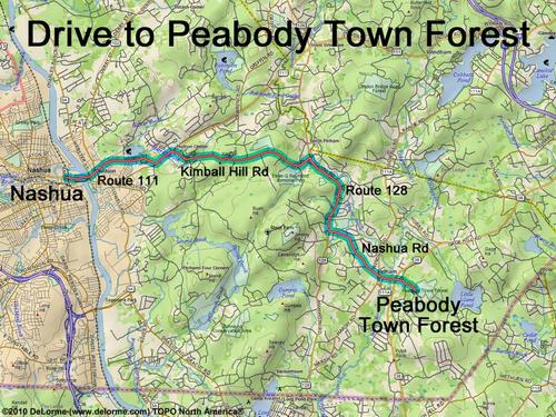 Peabody Town Forest drive route