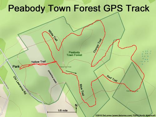 GPS track through Peabody Town Forest in Pelahm, NH
