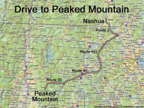 Peaked Mountain drive route
