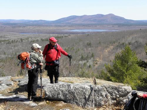 hikers at the east viewpoint on Peary Mountain in Maine