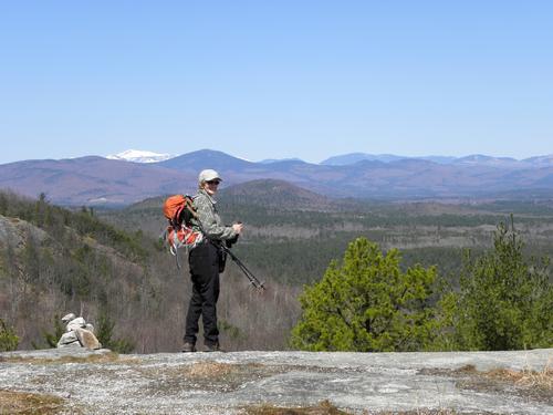 Jadwiga at the west viewpoint on Peary Mountain in Maine