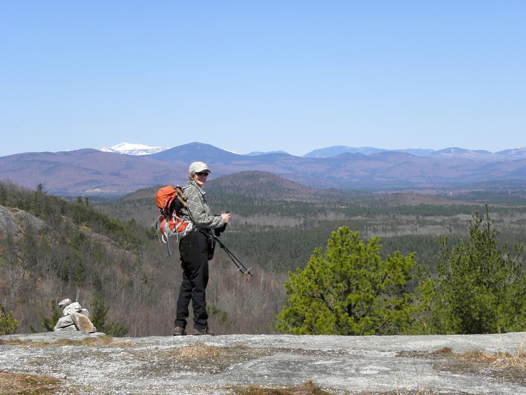 Jadwiga at the west viewpoint on Peary Mountain in Maine