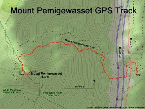 GPS track to Mount Pemigewasset in New Hampshire
