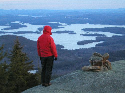 evening view of Squam Lake from Mount Percival in New Hampshire