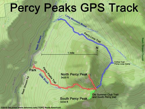 GPS track to the Peryc Peaks in northern New Hampshire