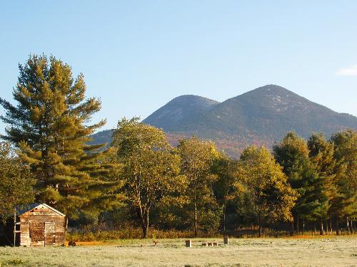 view from Emerson Road of the Percy peaks in northern New Hampshire