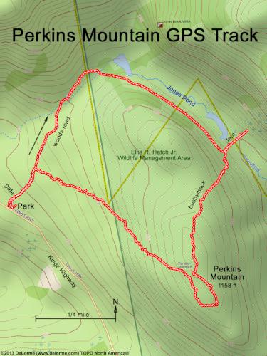 GPS track in November at Perkins Mountain in New Hampshire