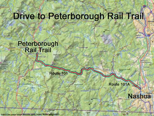 Peterborough Rail Trail drive route