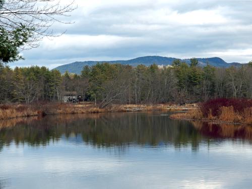 view of Crotched Mountain in November from Peterborough Rail Trail in southern New Hampshire