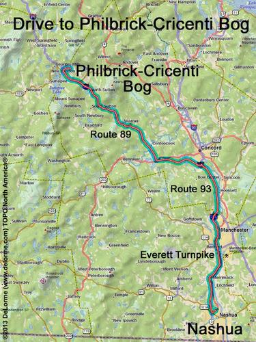 Philbrick-Cricenti Bog drive route