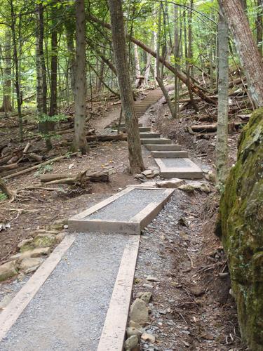 well-built steps on the trail to Mount Philo in northern Vermont