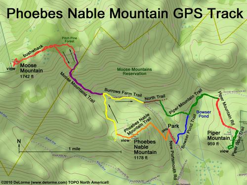 GPS track to Phoebes Nable Mountain in New Hampshire