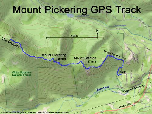 GPS track to Mount Pickering in New Hampshire