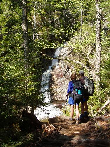 hikers at Gibbs Falls in New Hampshire