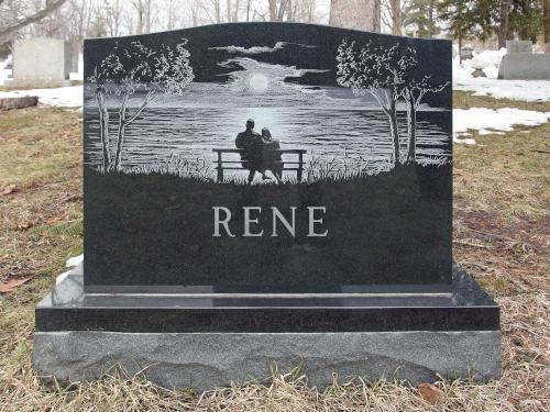 picture gravestone in March at Pine Grove Cemetery in Manchester, NH