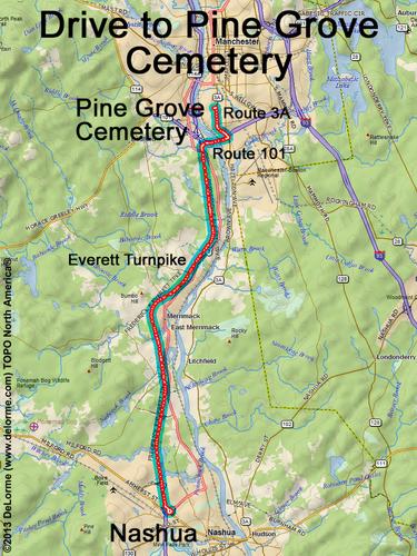 Pine Grove Cemetery drive route