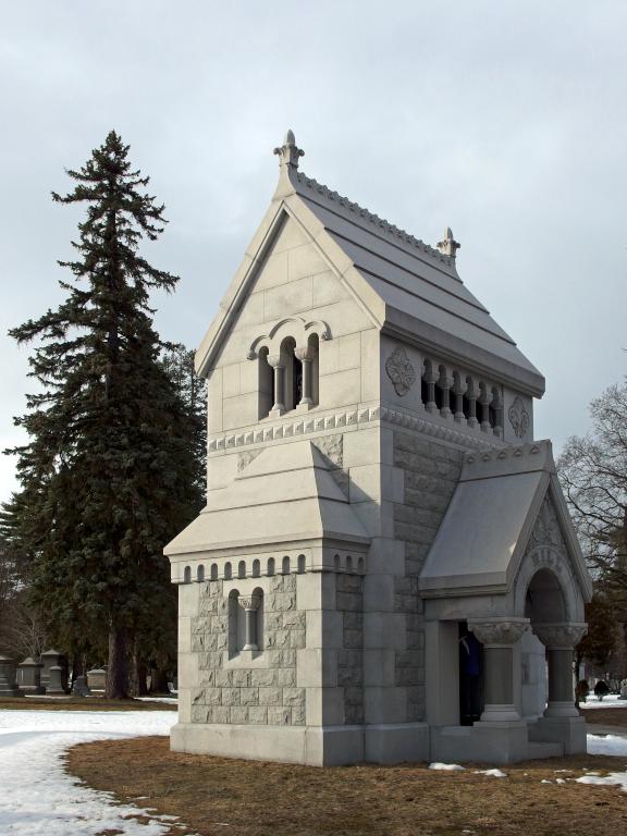 mausoleum at Pine Grove Cemetery in Manchester, NH