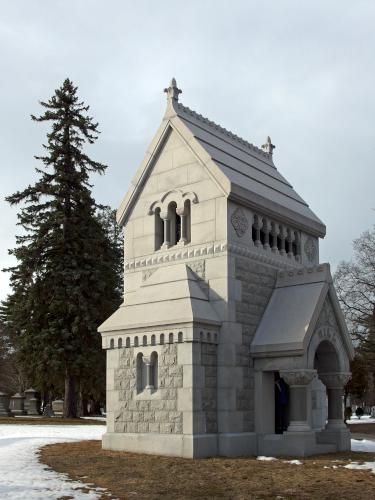 mausoleum at Pine Grove Cemetery in Manchester, NH