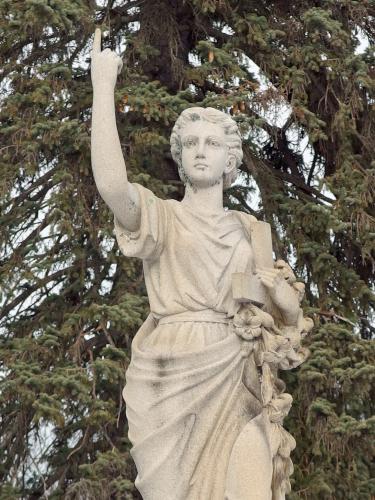 statue at Pine Grove Cemetery in Manchester, NH