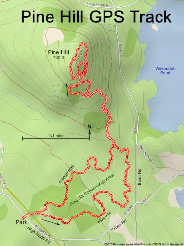 GPS track in December at Pine Hill in New Hampshire