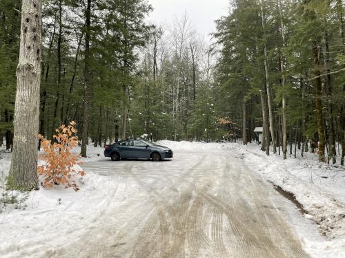parking in December at Pine Hill in New Hampshire