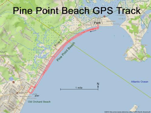 GPS track in December at Pine Point Beach in southern coastal Maine