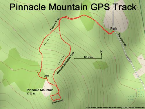 GPS track to Pinnacle Mountain near Lyndeborough in New Hampshire