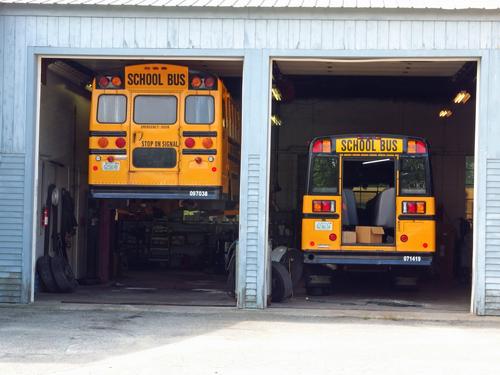 school-bus garage alongside the Piscataquog Trail in southern New Hampshire