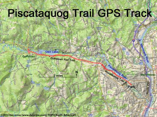 GPS track on the Piscataquog Trail in southern New Hampshire