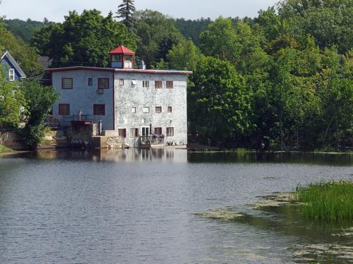 old mill building beside the Piscataquog Trail in southern New Hampshire