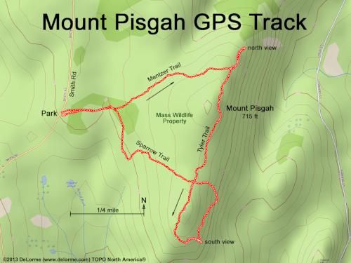 GPS track at Mount Pisgah in eastern Massachusetts