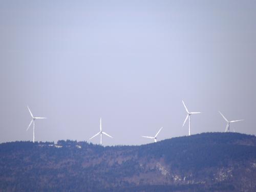 wind turbine farm as seen from Pitcher Mountain in New Hampshire