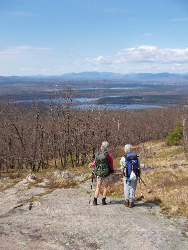 hikers and view from Mount Pleasant in Maine