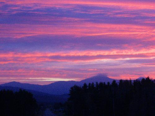 sunrise over Mount Washington from Route 3 in New Hampshire