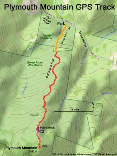 GPS track to Plymouth Mountain in New Hampshire