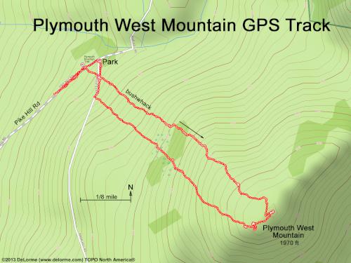 GPS track to Plymouth West Mountain in western New Hampshire