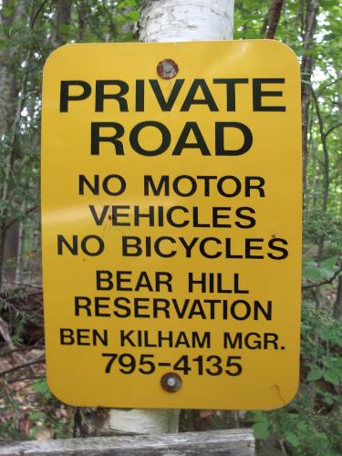 Bear Hill Reservation sign at Pollard Hill in New Hampshire