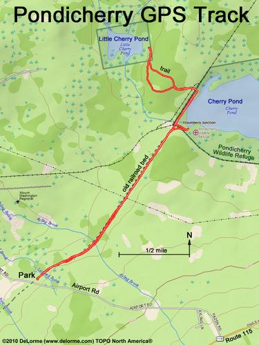 GPS track to Pondicherry Wildlife Refuge in northern New Hampshire