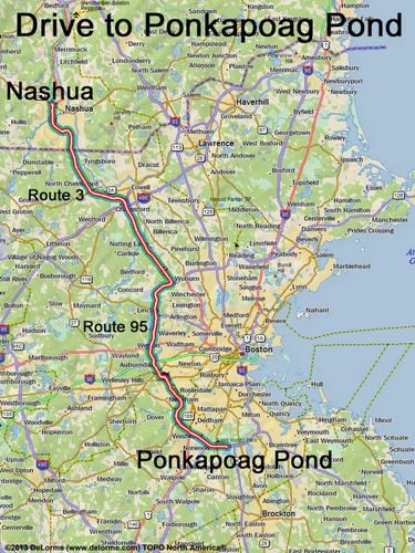 Ponkapoag Pond drive route