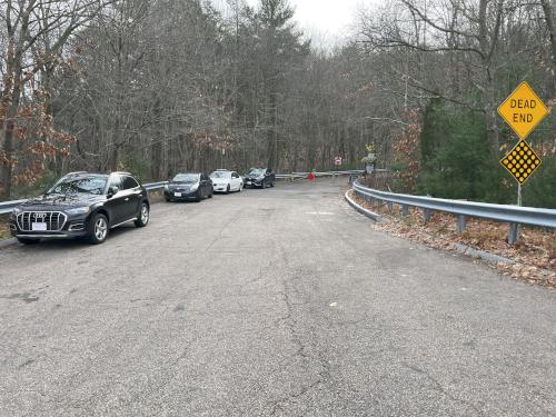 parking in December at Ponkapoag Pond in eastern Massachusetts
