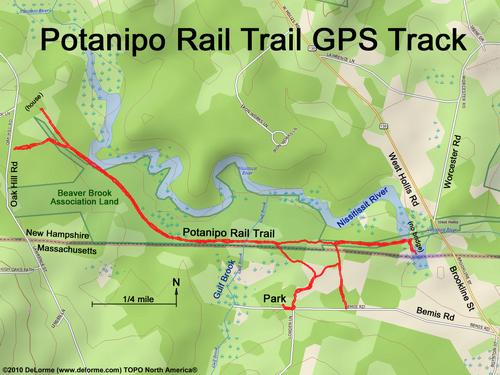 GPS track to Potanipo Rail Trail in New Hampshire