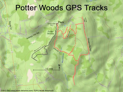 GPS tracks at Potter Woods in southern New Hampshire