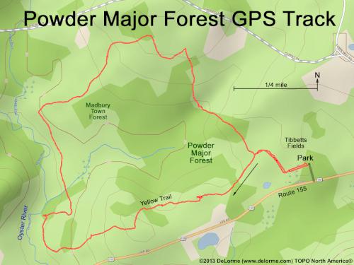 GPS track at Powder Major Forest near Durham in southeastern New Hampshire