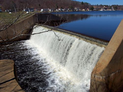 dam in March at Lake Gardner near Powow Hill in northeast Massachusetts