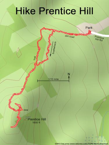 GPS track in August at Prentice Hill in southwestern NH
