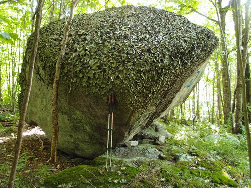boulder on the summit of Abbot Hill in New Hampshire