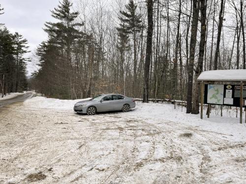 parking in February at Proctor Wildlife Sanctuary near Center Harbor in central New Hampshire