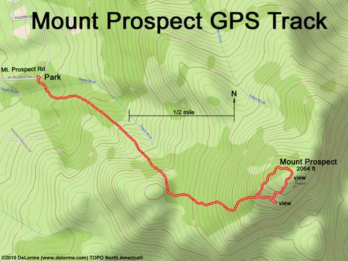 GPS track to Mount Prospect in New Hampshire