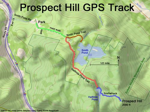 GPS track to Prospect Hill in New Hampshire