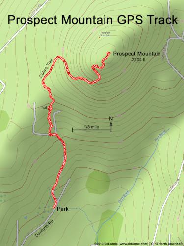 GPS track in June at Prospect Mountain in northern New Hampshire